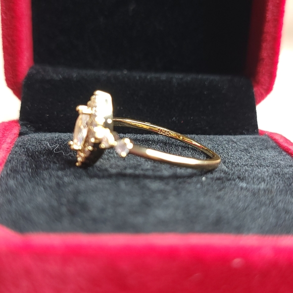 18K Gold Plated Eye Shaped Cubic Zircon Ring - Picture 6 of 8